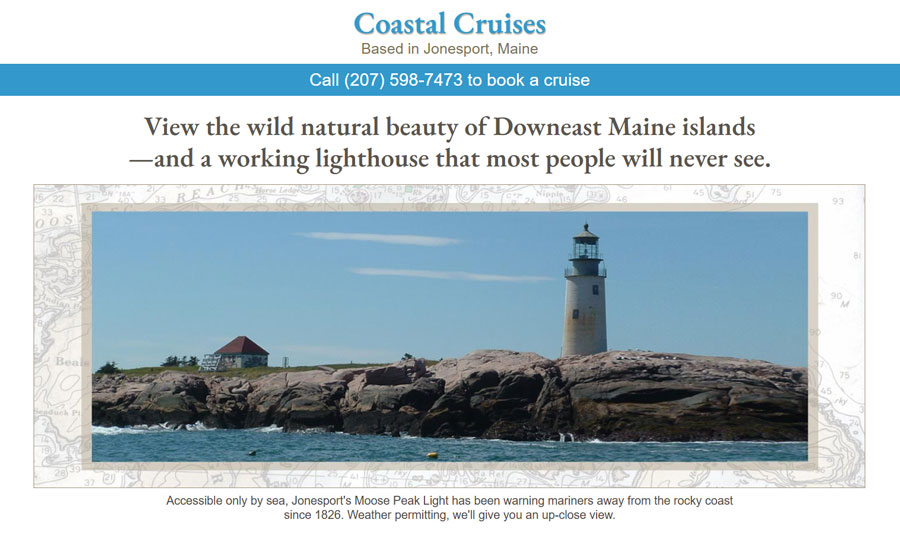 Website designed for Coastal Cruises
