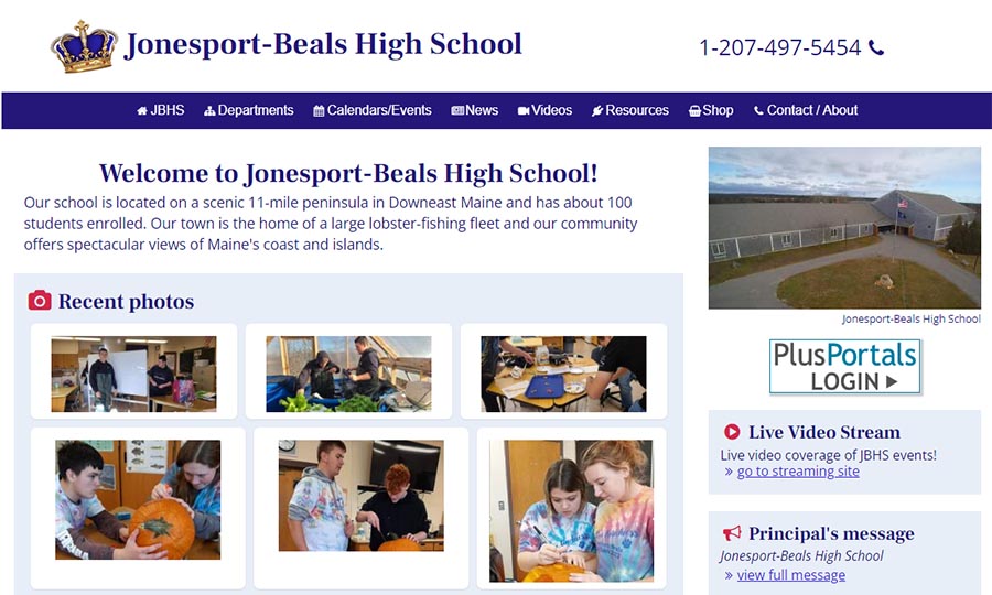 Website designed for Jonesport-Beals High School