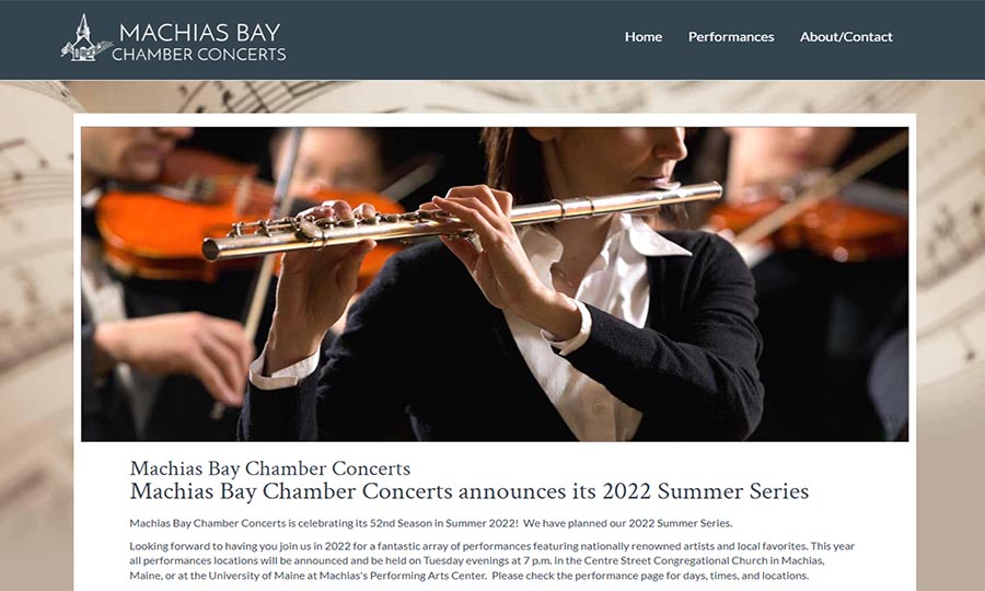 Website designed for Machias Bay Chamber Concerts