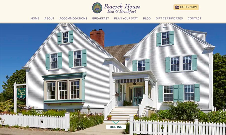 Website designed for Peacock House B&B