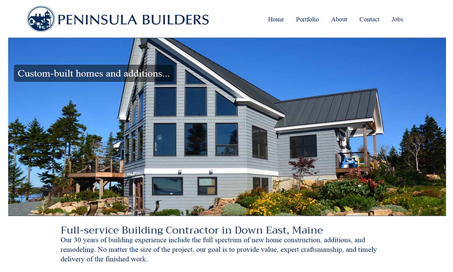 Website designed for Peninsula Builders