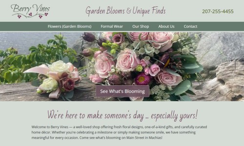 Screenshot of Berry Vines website main page
