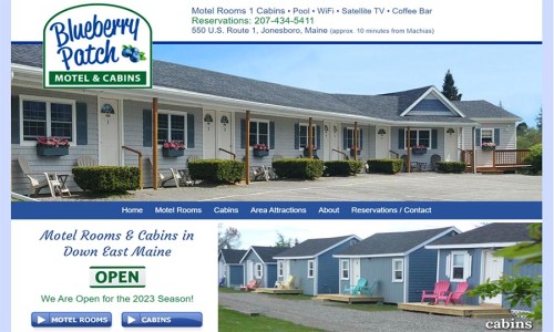 Screenshot of Blueberry Patch Motel website main page