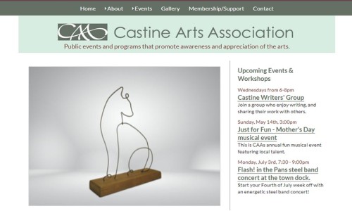 Screenshot of Castine Arts Association website main page