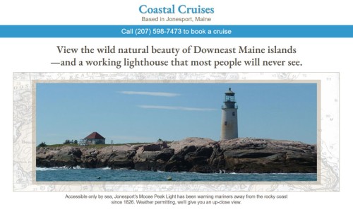 Screenshot of Coastal Cruises website home page