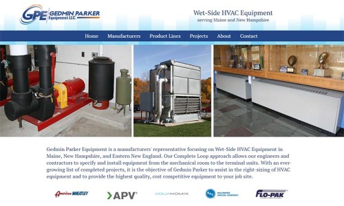 Screenshot of Gedmin Parker Equipment website main page