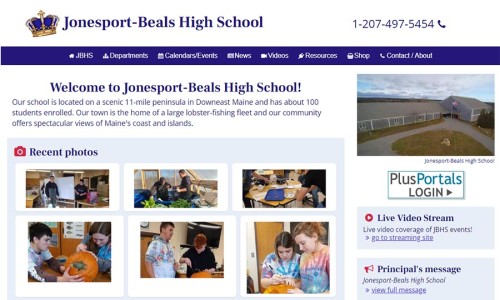 Screenshot of Jonesport-Beals High School website main page