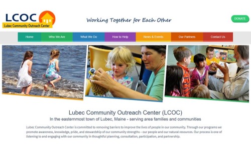 Screenshot of Lubec Community Outreach Center website main page