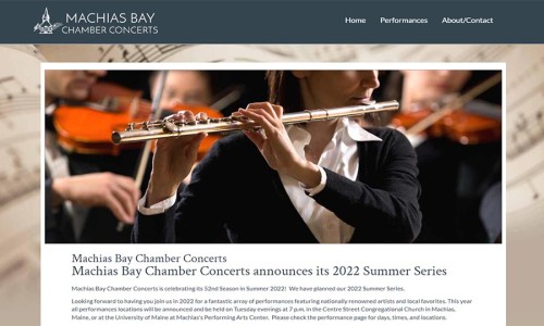 Screenshot of Machias Bay Chamber Concerts website main page