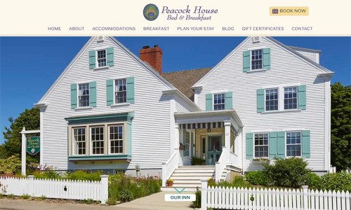 Screenshot of Peacock House B&B website main page