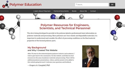 Screenshot of Polymer Education website main page
