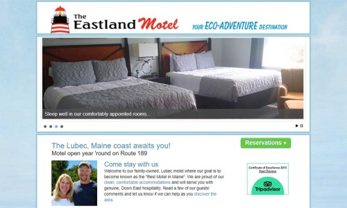 Screenshot of The Eastland Motel website main page