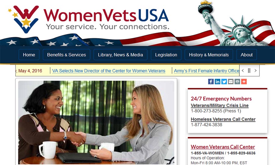 Website designed for Women Vets USA